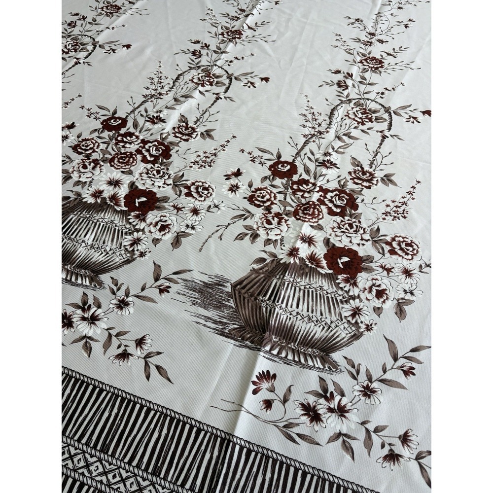 Mid Century Two Tone Floral Bamboo Curtain Panel Set - A Pair 86" - Picture 12 of 16